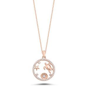 Klenoty Amber Stříbrný náhrdelník Pod hladinou- růžové zlacení