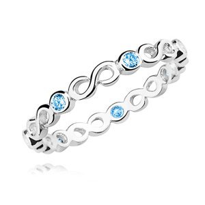 Klenoty Amber Stříbrný prsten nekonečno s modrým zirkonem Velikost: 11
