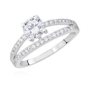 Klenoty Amber Stříbrný prsten s bílým  zirkonem Velikost: 49