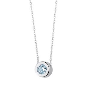 Klenoty Amber Minimalistický stříbrný náhrdelník se zirkonem akvamarín