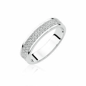 Klenoty Amber Širší stříbrný prsten se zirkony Velikost: 51