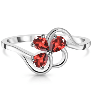 Klenoty Amber Luxusní stříbrný prsten s granátem Trojlístek Velikost: 57