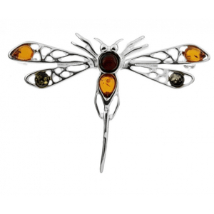 Klenoty Amber Luxusní brož s jantarem - vážka