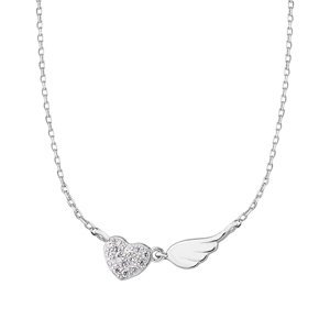 Klenoty Amber Stříbrný náhrdelník srdíčko a andělské křídlo