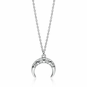 Klenoty Amber Stříbrný náhrdelník přívěsek půlměsíc se zirkony