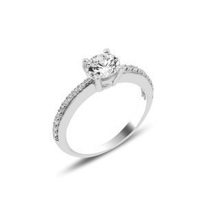 Klenoty Amber Stříbrný prsten s čirým zirkonem Velikost: 14