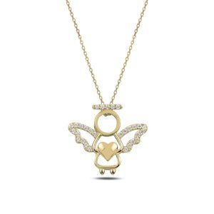 Klenoty Amber Pozlacený náhrdelník anděl- drobné zirkony