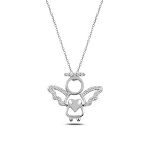 Klenoty Amber Stříbrný náhrdelník anděl- drobné zirkony