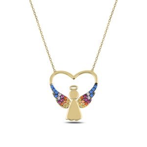 Klenoty Amber Pozlacený náhrdelník anděl v srdci