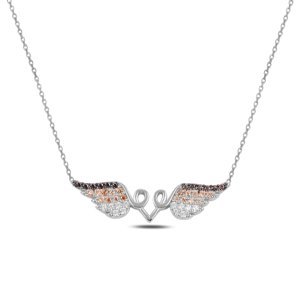 Klenoty Amber Stříbrný náhrdelník s andělskými křídly