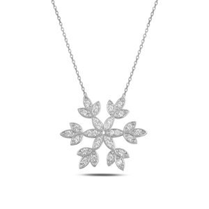 Klenoty Amber Stříbrný náhrdelník - velká sněhová vločka