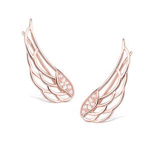 Klenoty Amber Stříbrné náušnice - andělská křídla v růžovém pozlacení