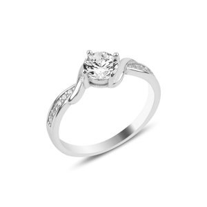 Klenoty Amber Stříbrný prsten s velkým čirým zirkonem Velikost: 51