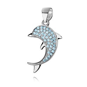 Klenoty Amber Stříbrný přívěsek delfín - modrý zirkon