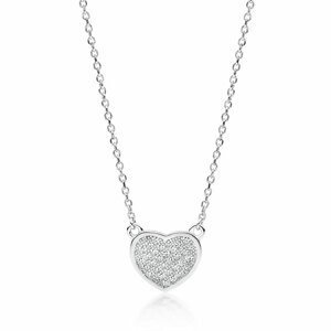 Klenoty Amber Luxusní stříbrný náhrdelník srdce zaplněné zirkony