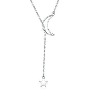 Klenoty Amber Stříbrný náhrdelník Moon and Star