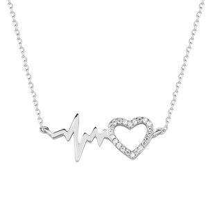 Klenoty Amber Stříbrný náhrdelník křivka tlukot srdce