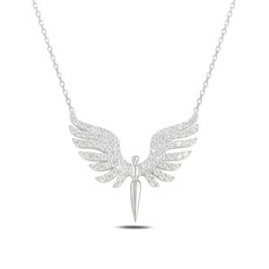 Klenoty Amber Stříbrný náhrdelník - třpytivý anděl - čiré zirkony