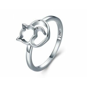 Stříbrný prsten kočka schoulená Velikost: 53