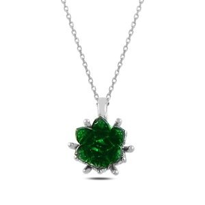 Stříbrný náhrdelník lotosový květ zelený