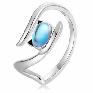 Stříbrný otevřený prsten kočka - měsíční kámen