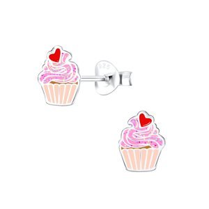 Klenoty Amber Stříbrné náušnice pro děti cupcake