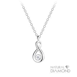 Klenoty Amber Luxusní stříbrný náhrdelník Nekonečno s diamantem