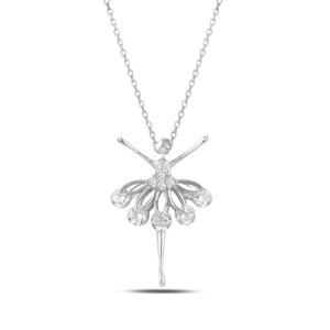 Klenoty Amber Luxusní stříbrný náhrdelník baletka se zirkony