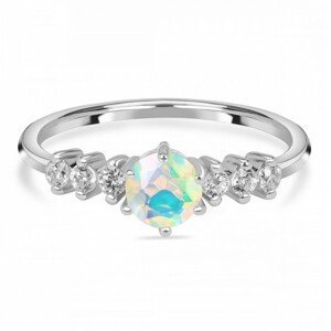 Klenoty Amber Luxusní stříbrný prsten s opálem a topazy Soulmate Velikost: 54