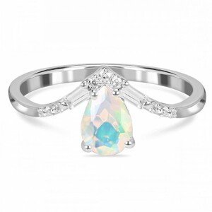 Klenoty Amber Luxusní stříbrný prsten s opálem a topazy Princess Velikost: 52