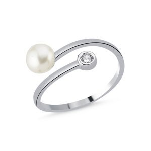Stříbrný otevřený prsten Linie Perla - nastavitelná velikost