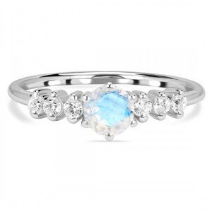 Klenoty Amber Luxusní stříbrný prsten s měsíčním kamenem a topazy Dream Velikost: 52