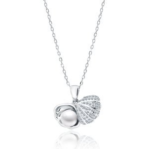 Klenoty Amber Luxusní stříbrný přívěšek mušle otevírací s perlou - včetně řetízku