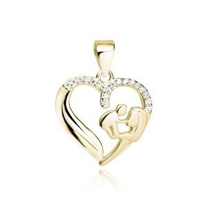 Klenoty Amber Luxusní stříbrné pozlacené srdce - Maminka s dítětem