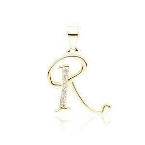 Klenoty Amber Stříbrný pozlacený přívěsek - písmeno R