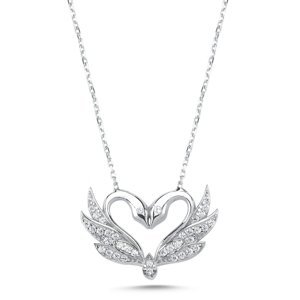 Klenoty Amber Luxusní stříbrný náhrdelník Labutí srdce
