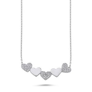 Klenoty Amber Luxusní stříbrný náhrdelník drobná srdíčka