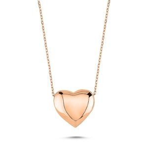 Klenoty Amber Stříbrný klenutý srdcový náhrdelník - růžové zlacení