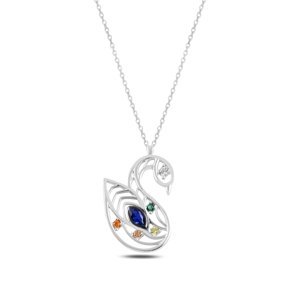 Klenoty Amber Stříbrný náhrdelník labuť