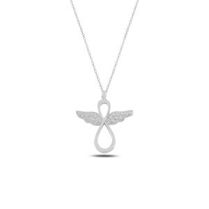 Klenoty Amber Stříbrný náhrdelník nekonečno s andělskými křídly