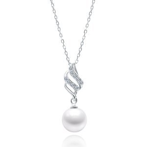 Klenoty Amber Luxusní stříbrný náhrdelník - perla