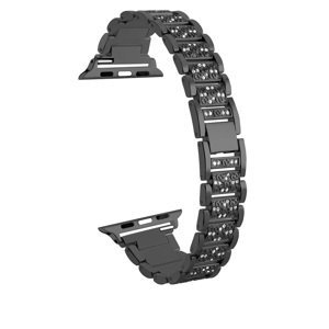 4wrist Ocelový tah s kamínky pro Apple Watch 42/44/45/49 mm - Black
