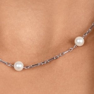 Brilio Silver Bronzový náhrdelník s Majorica perlami NCL140R