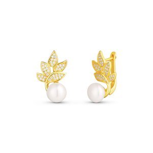 JwL Luxury Pearls Překrásné pozlacené náušnice s pravými perlami a zirkony JL0827