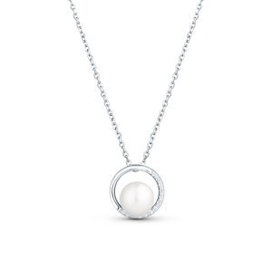 JwL Luxury Pearls Něžný náhrdelník se zirkony a pravou perlou JL0833 (řetízek, přívěsek)