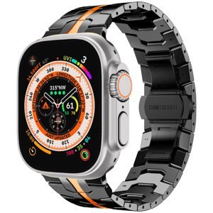 4wrist Ocelový tah Iron Man pro Apple Watch 42/44/45/49 mm - Black/Orange