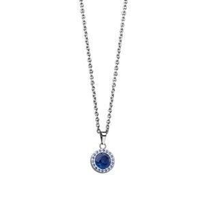 Bering Slušivý ocelový náhrdelník s modrým krystalem Artic Symphony 429-77-450