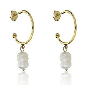 Emily Westwood Pozlacené kruhové náušnice s perlami Noa EWE23099G