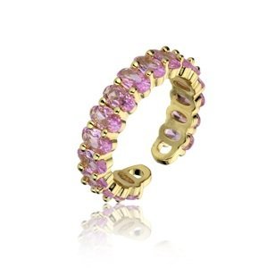 Marc Malone Třpytivý pozlacený prsten s růžovými zirkony Arabella Pink Ring MCR23053G
