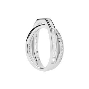 PDPAOLA Třpytivý stříbrný prsten se zirkony Olivia Essentials AN02-A10 48 mm
